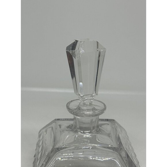 VTG Pressed Glass Bottle Decanter 5.5" Deco Crystal Look Vanity Bottle EMPTY - Picture 2 of 5
